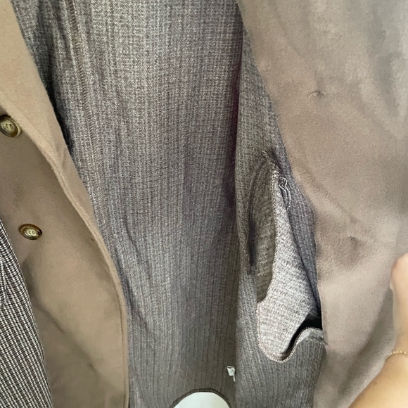 🍂 SHEIN | brown plaid oversized button down trench coat - Picture 6 of 11